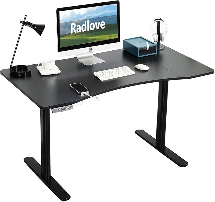 昇降デスク パソコンデスク 電動昇降式デスク モーター2基 天板幅140CMx76CM ゲーミングデスク 机 デュアルモータースタンディングデスク 高さ(ブラック, 140x76CM)