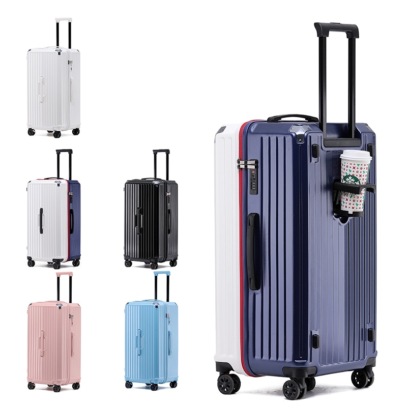 スーツケース ファスナー キャリーバッグ キャリーケース M3XL ABS+PC材質 超大容量 耐摩耗性 TSAロック五輪付けデザイン フック ドリンクホルダー 消音性 丈夫