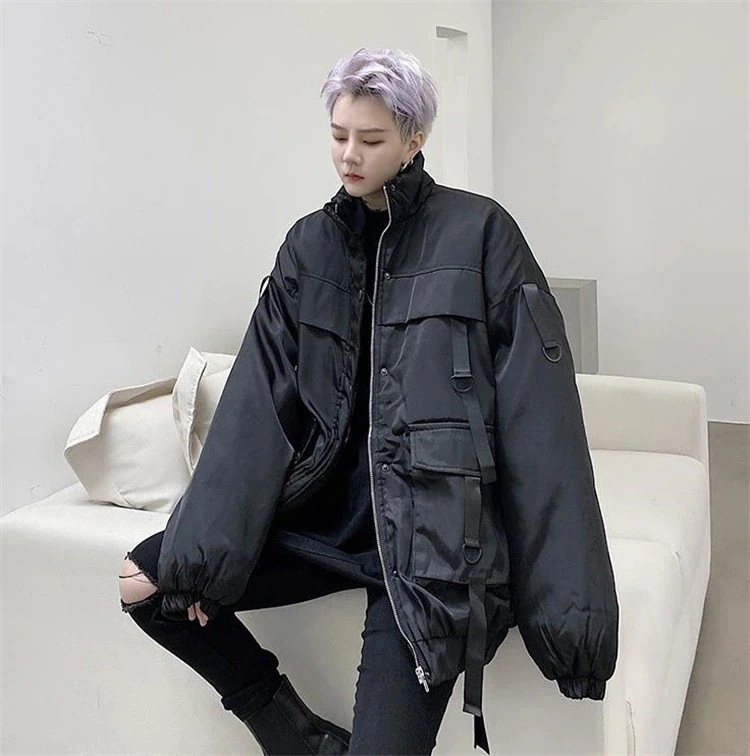 韓国ファッション 厚手 メンズ コットン コート ヒップホップ ゆったりする