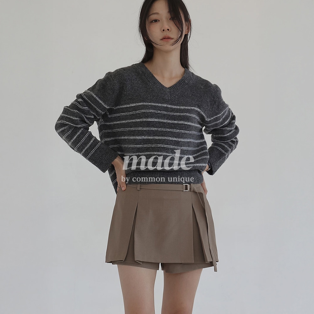 [MADE] オリオVネックストライプニット 4,329円