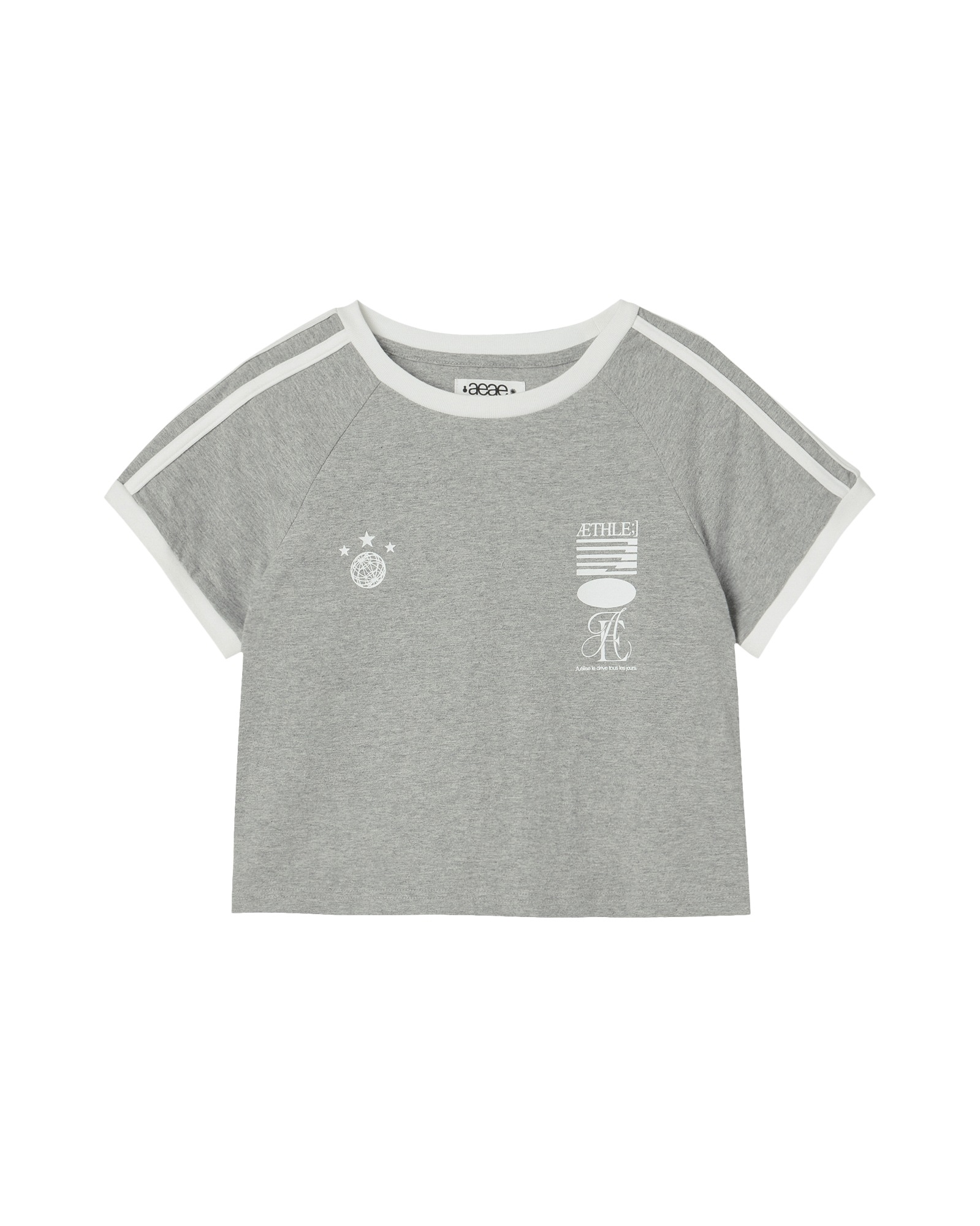 【aeae】 ATHLETE STRIPE HALF T-SHIRTS : MELANGE GREY
