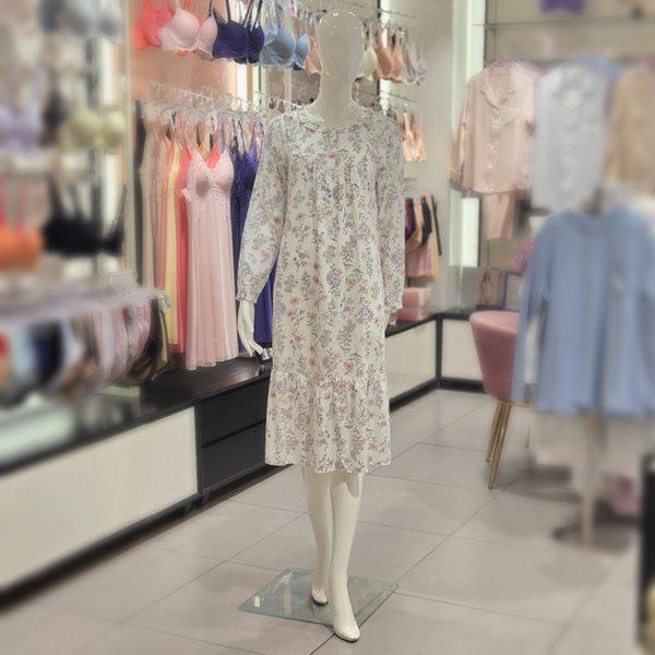 綿80番手 花柄 女性 ワンピース パジャマ GW8862A