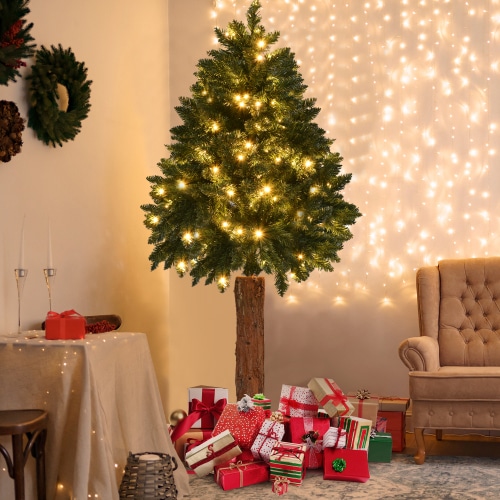 お得セット クリスマスツリー 150cm 本物木脚 おしゃれ 北欧 オーナメントセット LEDイルミネーション クリスマス