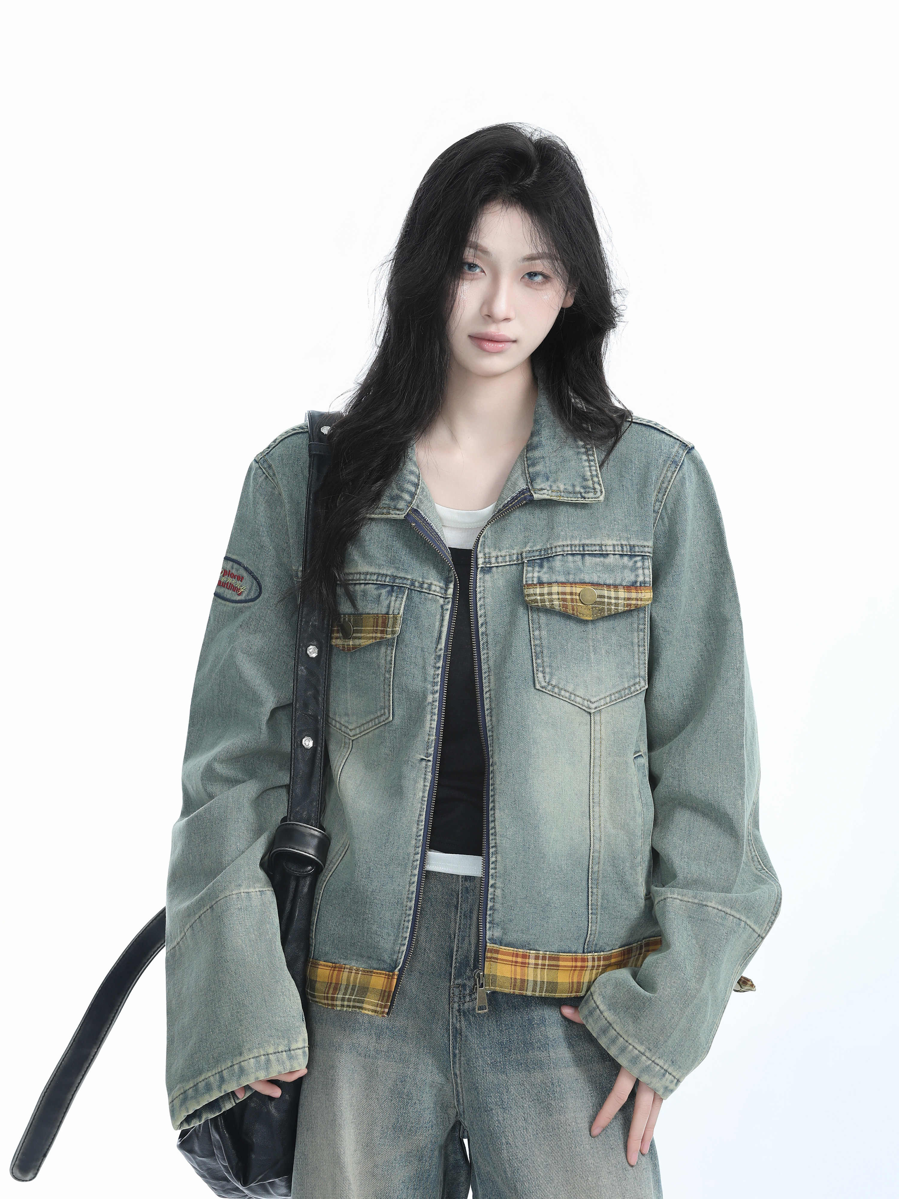 「SHANKONG」【高·品質版】【上品】2025新作 デニムジャケット アウター レトロ ゆったり 韓国ファッション レディーストップス アウター トップス セミロング トップス 21 8,641円