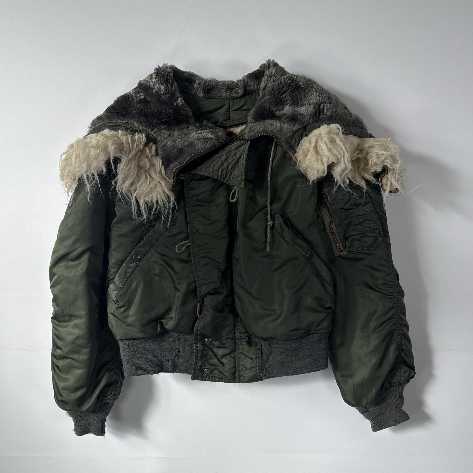 古着 70s/70年代 ヴィンテージ ミリタリージャケット Nー2B リアルファー 実物 M カーキ メンズ