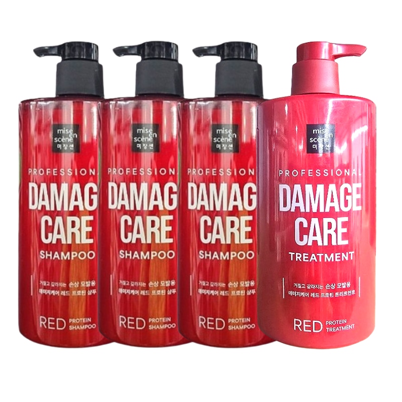 【大容量セット】レッドプロテイン ダメージケア シャンプー1000mL×3本＋トリートメント1000mL×1本弱酸性・シリコンフリー・つや髪ケア・フローラルの香り