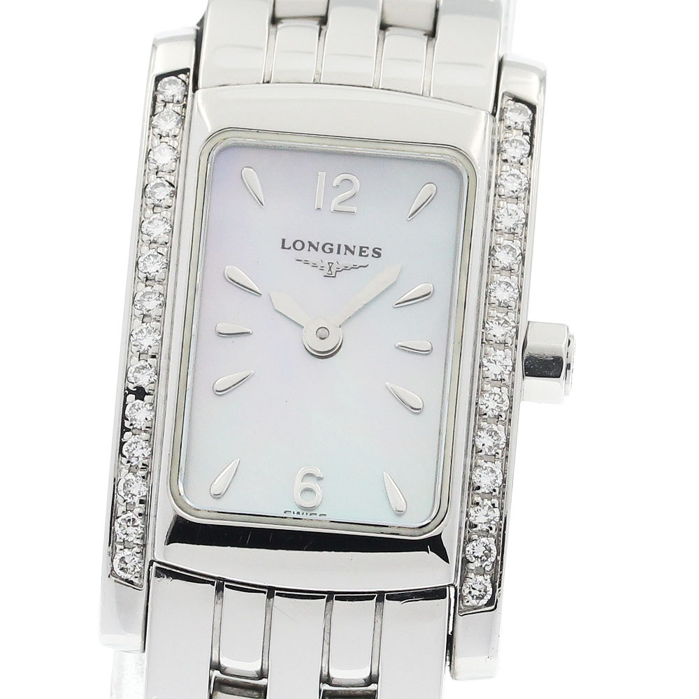 ロンジン LONGINES L5.158.0 ドルチェヴィータ サイドダイヤ シェル文字盤 クォーツ レディース 保証書付き_940517【中古】