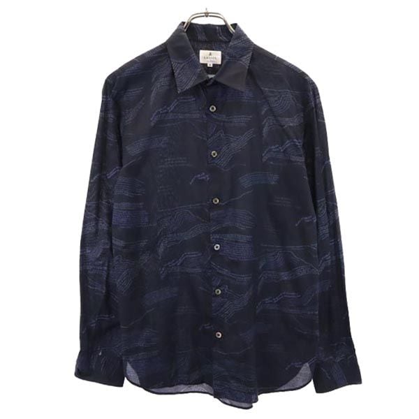 日本製 ロゴプリント 長袖 シャツ 48 ネイビー系 メンズ 6,760円