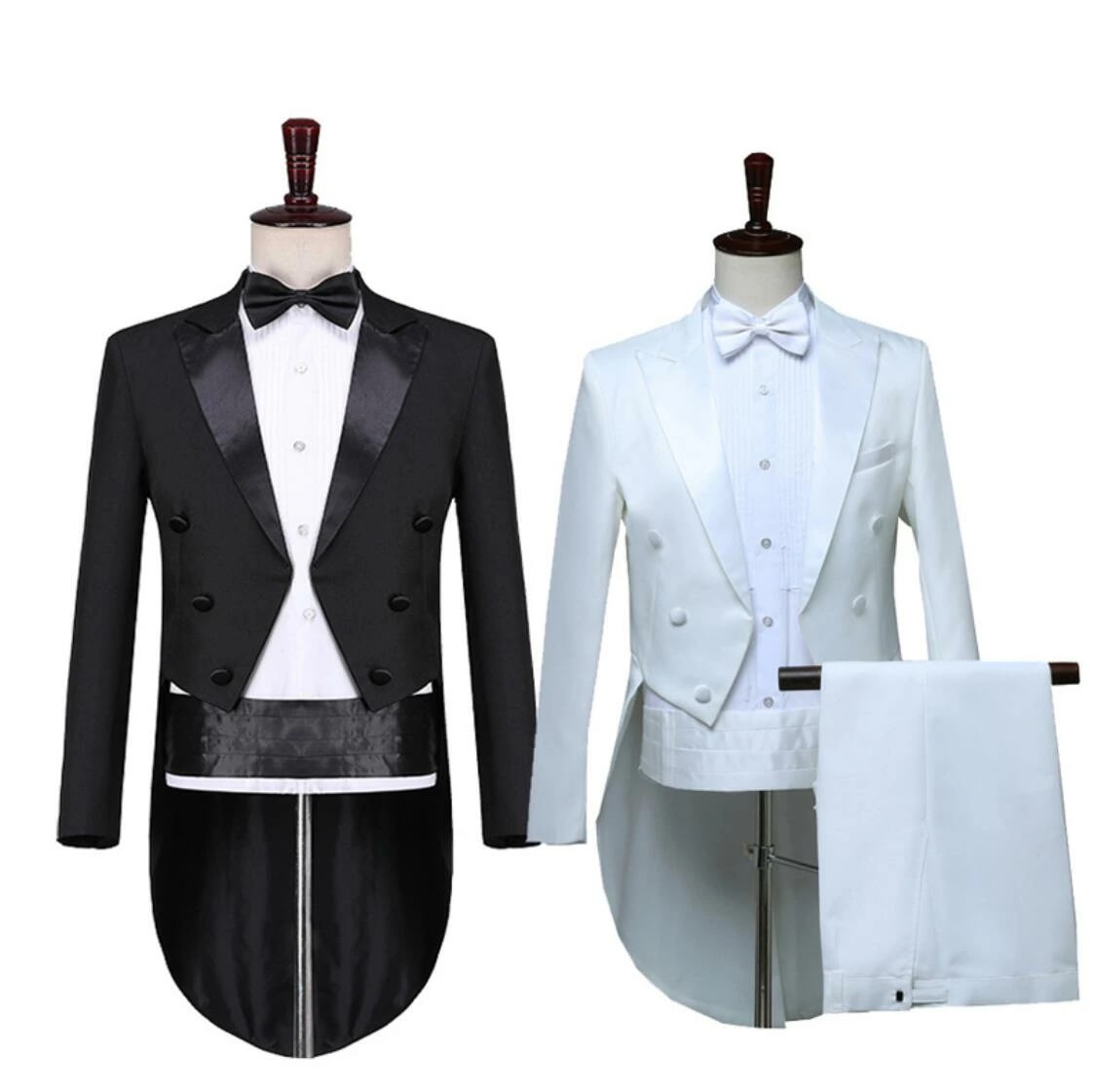 パーティー 司会者 舞台劇 忘年会 ステージ衣装 マジシャン 燕尾服 新年会 コント フォーマル カラオケ衣装 指揮者 ジャケット+パンツ+蝶ネクタイ+ウエストのカマーバンド メンズスーツセット イベ