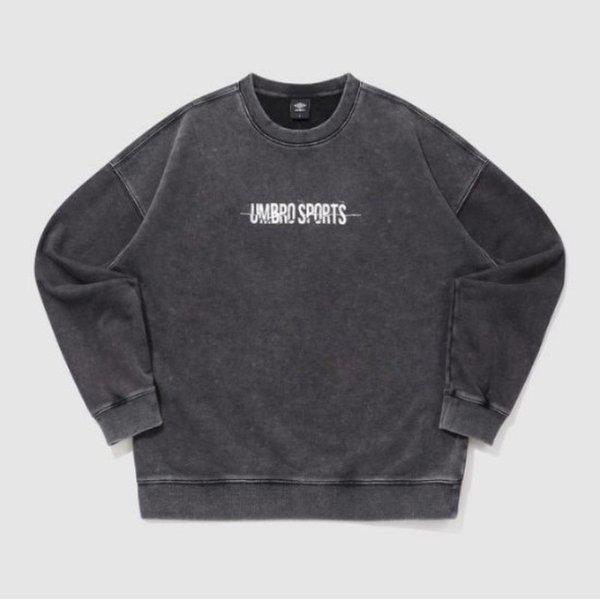 長袖Tシャツ KQF UQ121CFS23-DCH ウォッシュドニット レタリングスウェットシャツ / ダークチャコール