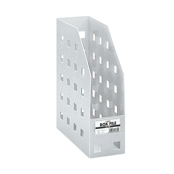 (まとめ) ライオン事務器 ボックスファイルA4タテ 背幅102mm ライトグレー BF-33M 1個 (×10セット)
