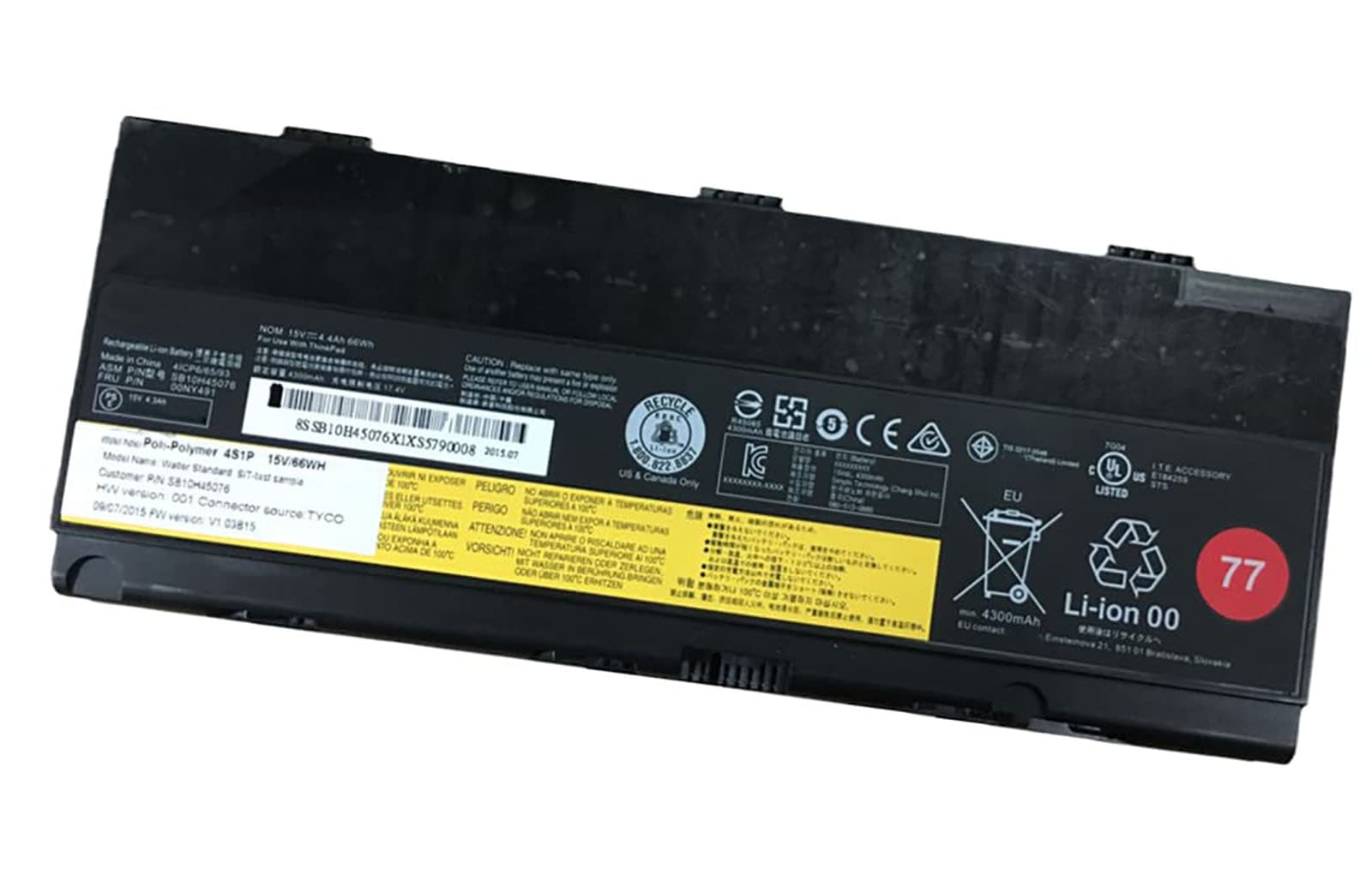 00NY490 電池・Lenovo/ThinkPadノートパソコン互換 67Wh/4.21Ah P50 P51 P52 00NY490 00NY491 交換用のバッテリー dc909-A729