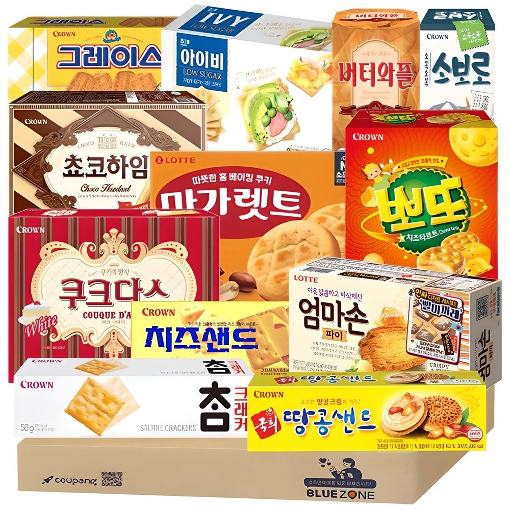 韓国のお菓子12種Gセット(マーガレット+アイビー+バターワッフル+クックダースホワイト+ママソンパイ+チャームクラッカー+ソボロ+ピーナッツサンド+チーズサンド+ポート+チョコハイム+グレース)