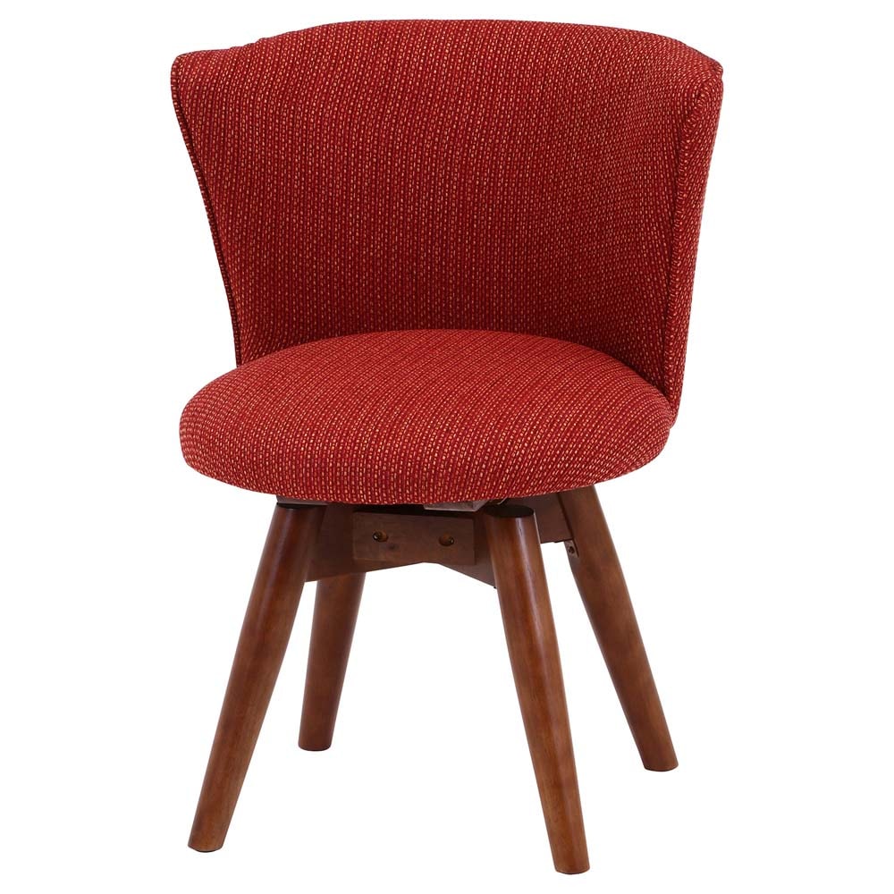 不二貿易 回転式 ダイニングチェア クラム ファブリック オレンジ 95464