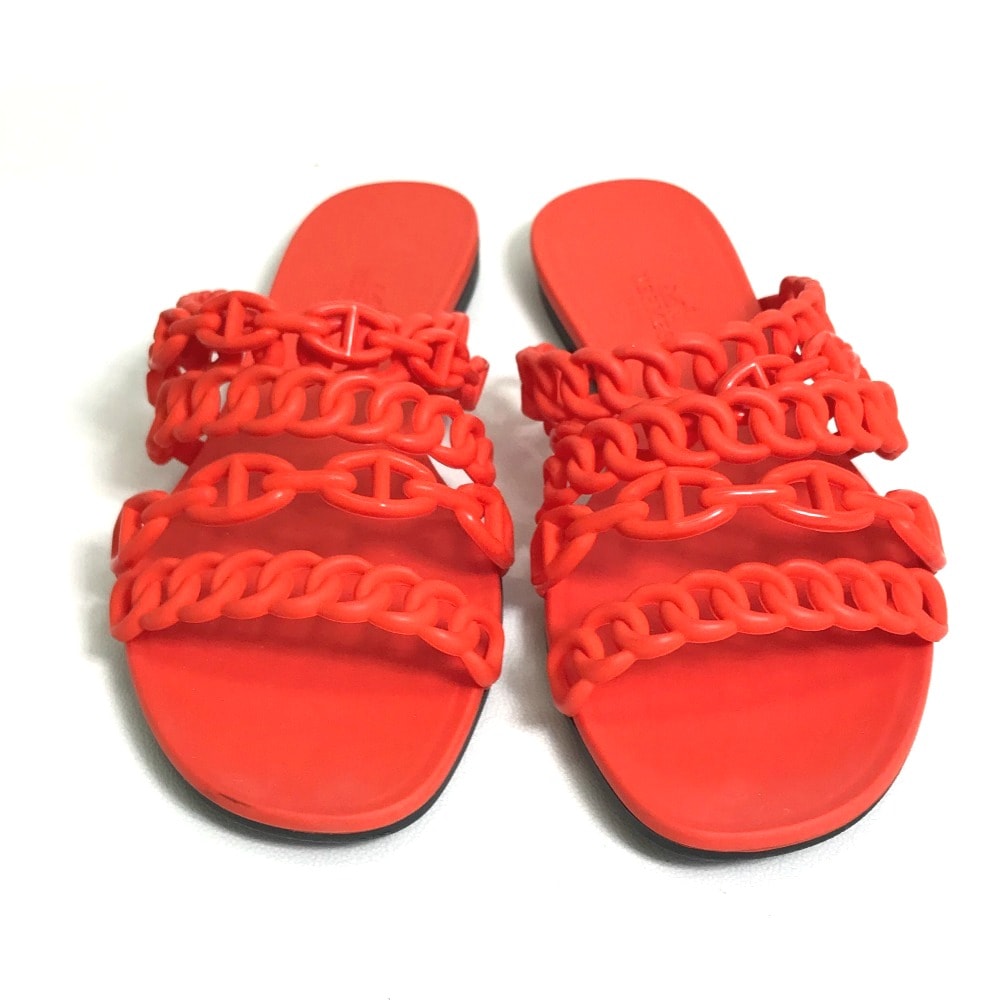 サンダル シェヌダンクル フラット 5連 ラバー オレンジ