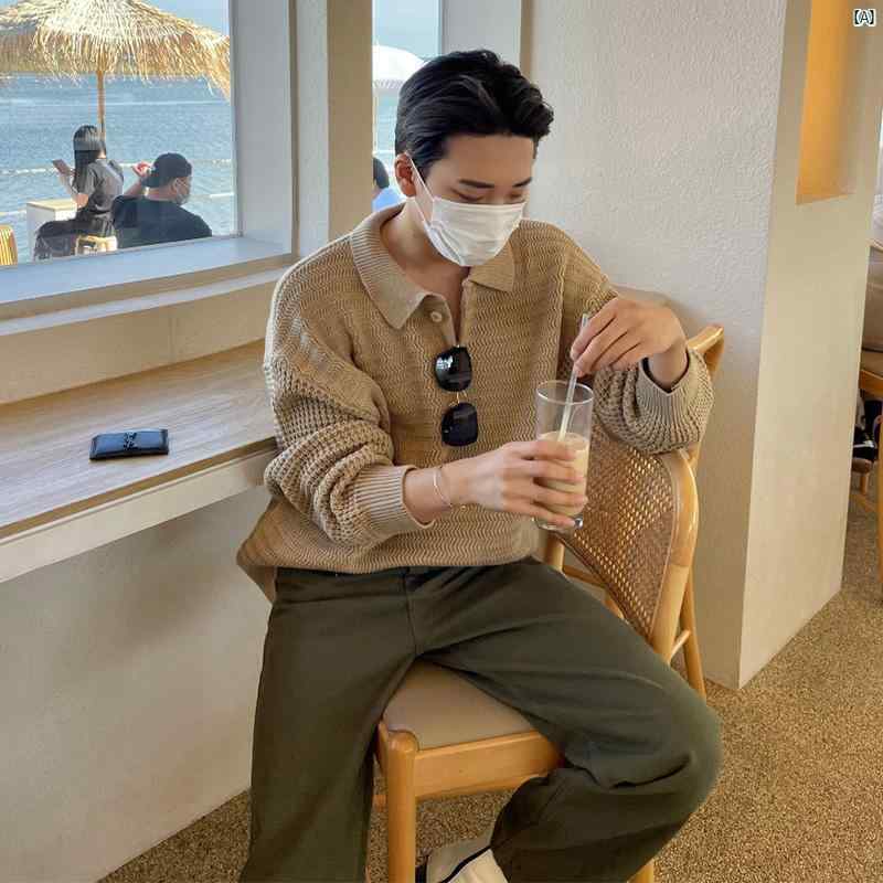 メンズ　ファッション　韓国ファッション　オシャレ　韓国 男性用 無地 セーター たり アウターウェア 秋服 ニット トップス