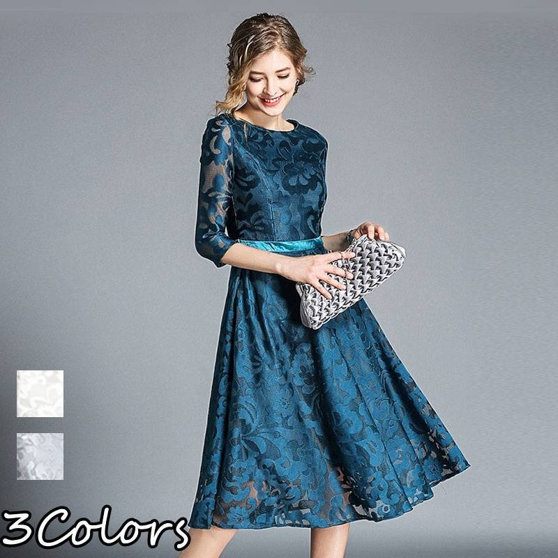 パーティードレス 結婚式 二次会 ワンピース 結婚式 お呼ばれドレス ドレス 結婚式 お呼ばれ 結婚式 パーティードレス 袖あり 大きいサイズ 黒 レース ワンピース レース 結婚式 ドレス お呼ばれ