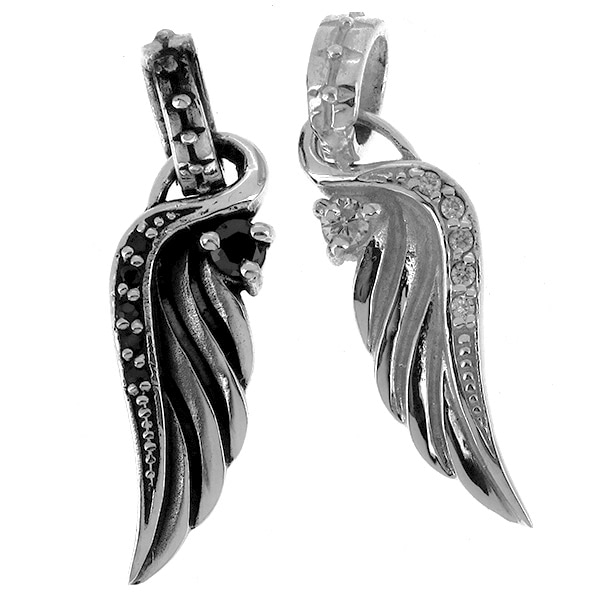 ペア ウイング ペンダントトップ ペンダントヘッド(チェーンなし) ホワイト ブラックCZ