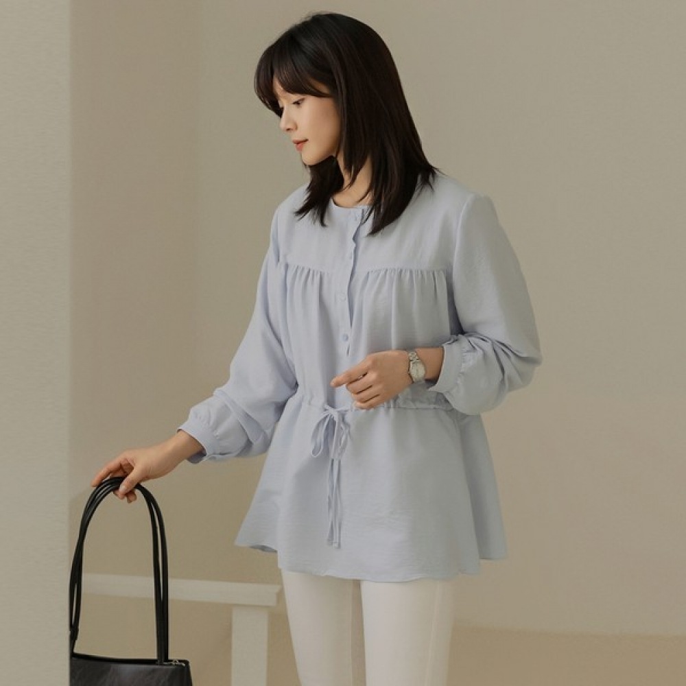 [ELYSIA] レゼンリボンストラップシャーリングブラウス