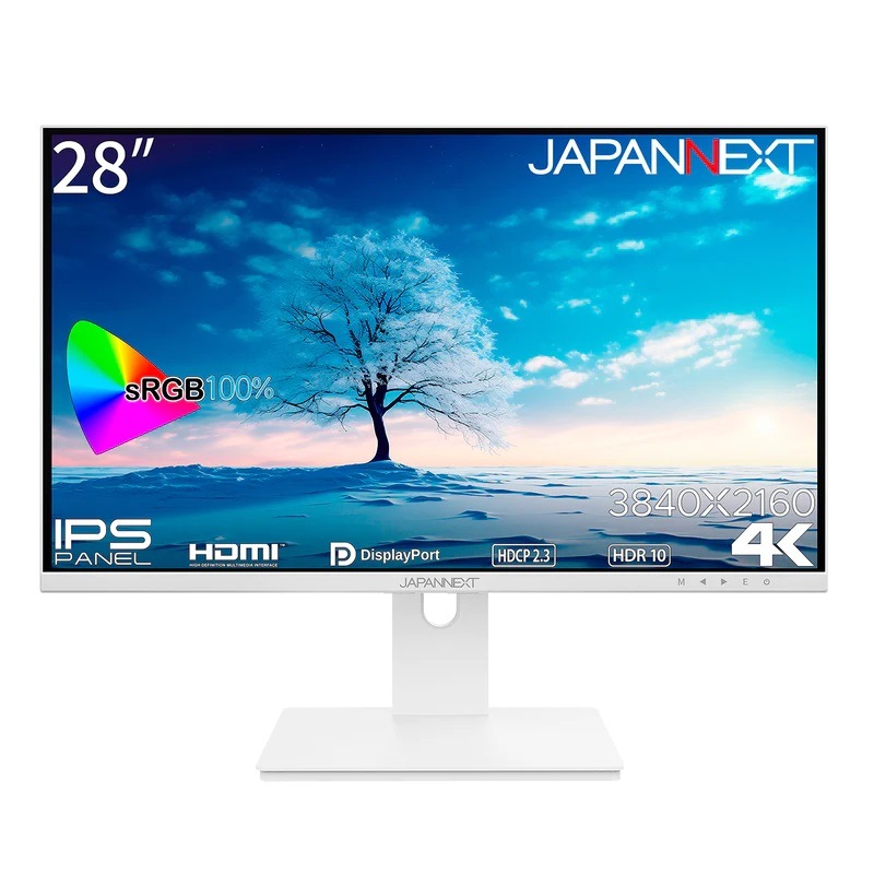 JAPANNEXTジャパンネクスト 液晶ディスプレイ(28型/IPS/4K UHD 3840×2160/60Hz/2ms/HDR10/HDMI2.0/DP1.2/VESA)(ホワイト) JNIPS