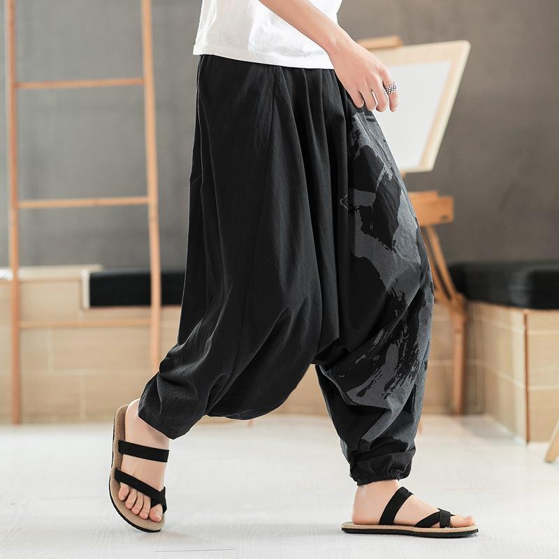 [惠子商店]新品入荷サルエルパンツ メンズ ボトムス ワイドパンツ ロングパンツ バルーンパンツ 夏 アンクルパンツ パンツサルエル 麻綿サルエルパンツ メンズ ボトムス