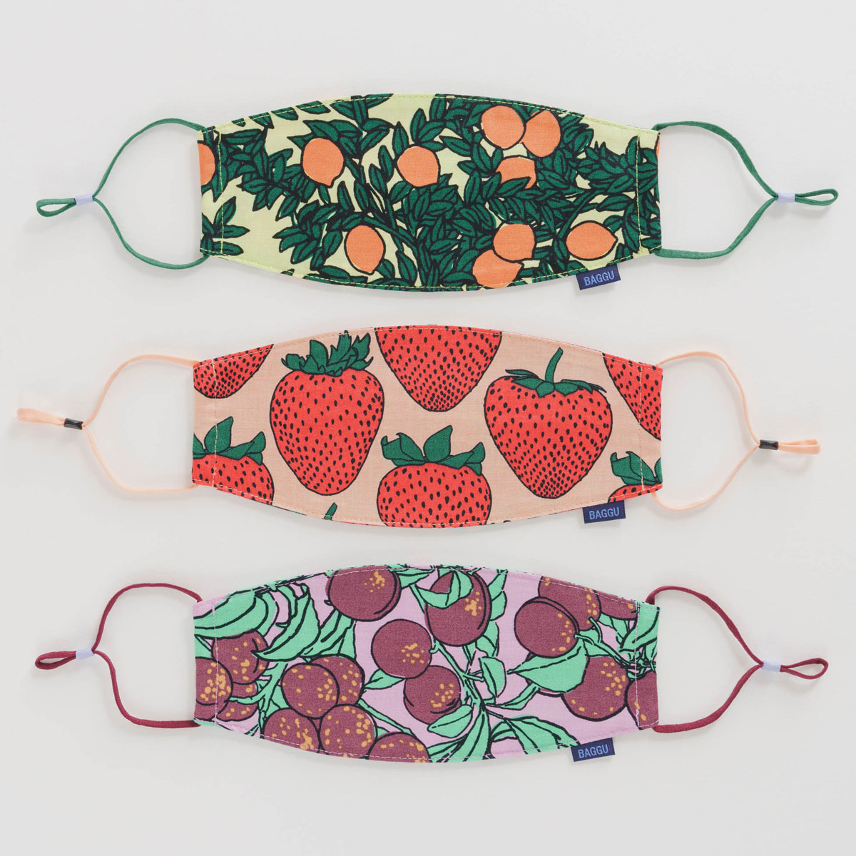 大人用マスク BAGGU バグゥ バグー 大人用布マスク フィルターポケット付き 3枚セット フルーツ