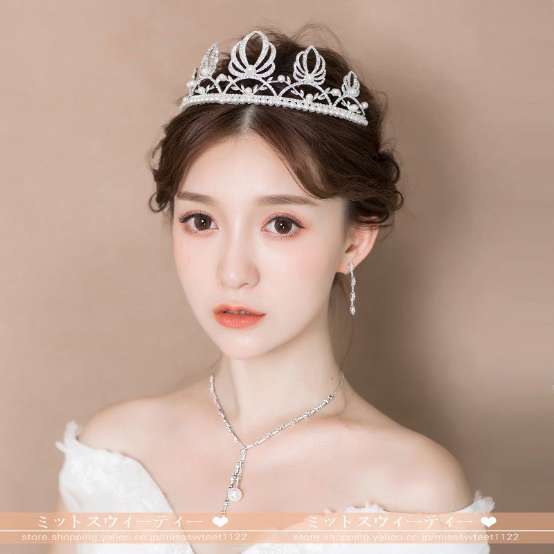 ウェディング ヘッドドレス 安い ティアラ ネックレス ピアス/イヤリング 結婚式 髪飾り 花嫁 パ