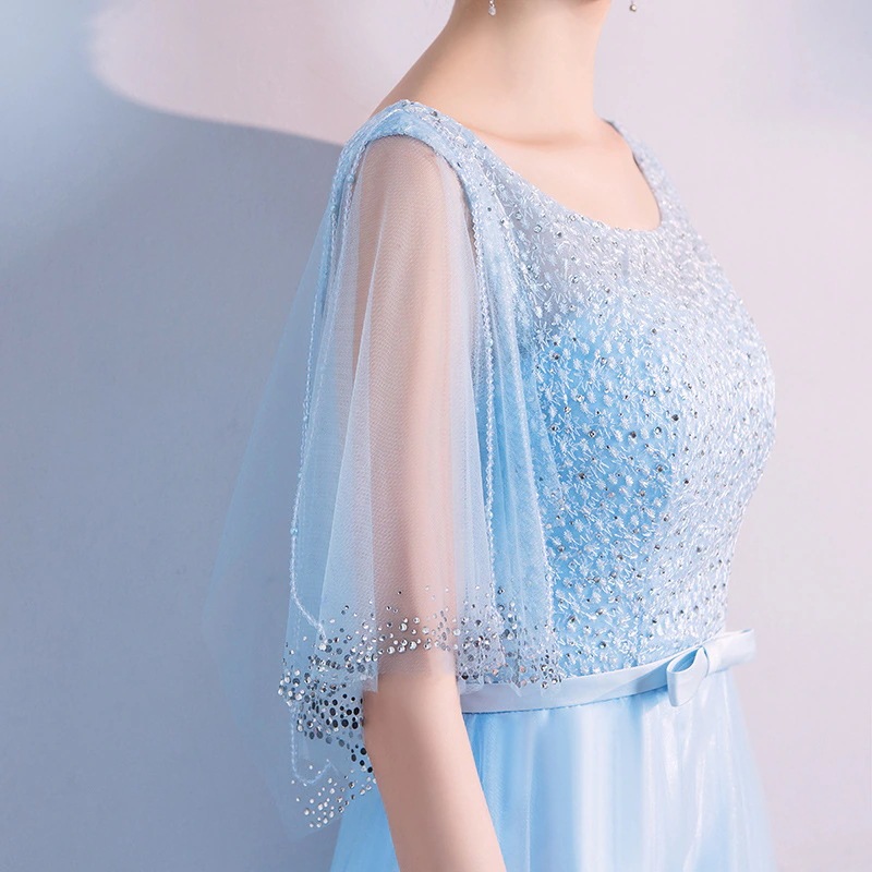 スパンコールイブニングドレスディナー パーティー 礼服韓国ファッション レディース ワンピース ロングスカート 綺麗感 可愛い結婚式 卒業式 演奏会発表会 成人式LF17 5CLR