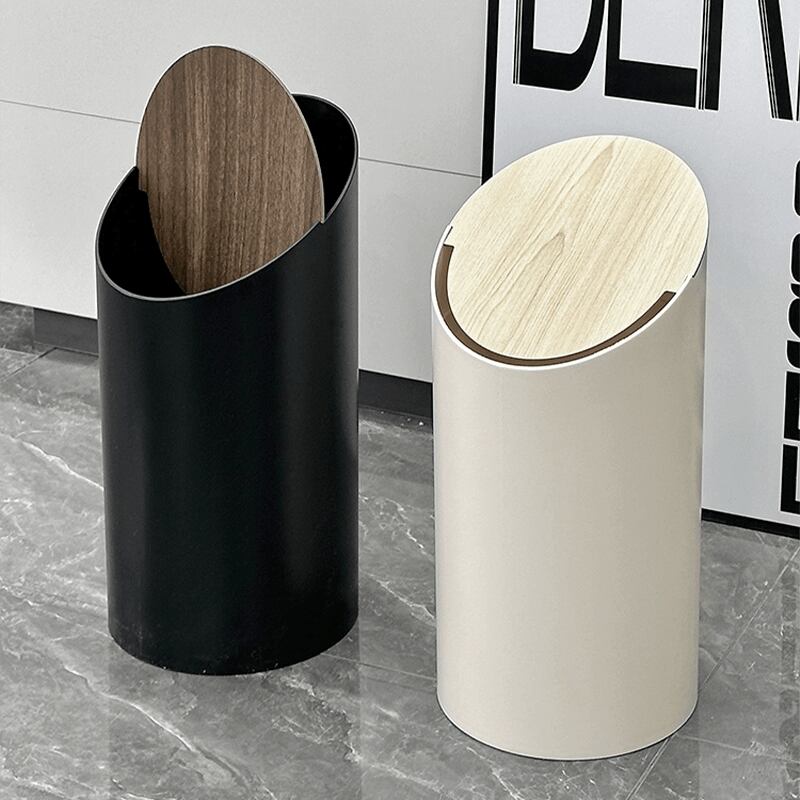 ダストボックス 円柱形 9L 省スペース おしゃれ かわいい インテリア スイング式 フタ付き ゴミ箱 ごみ箱 白 ホワイト ブラック 4-7