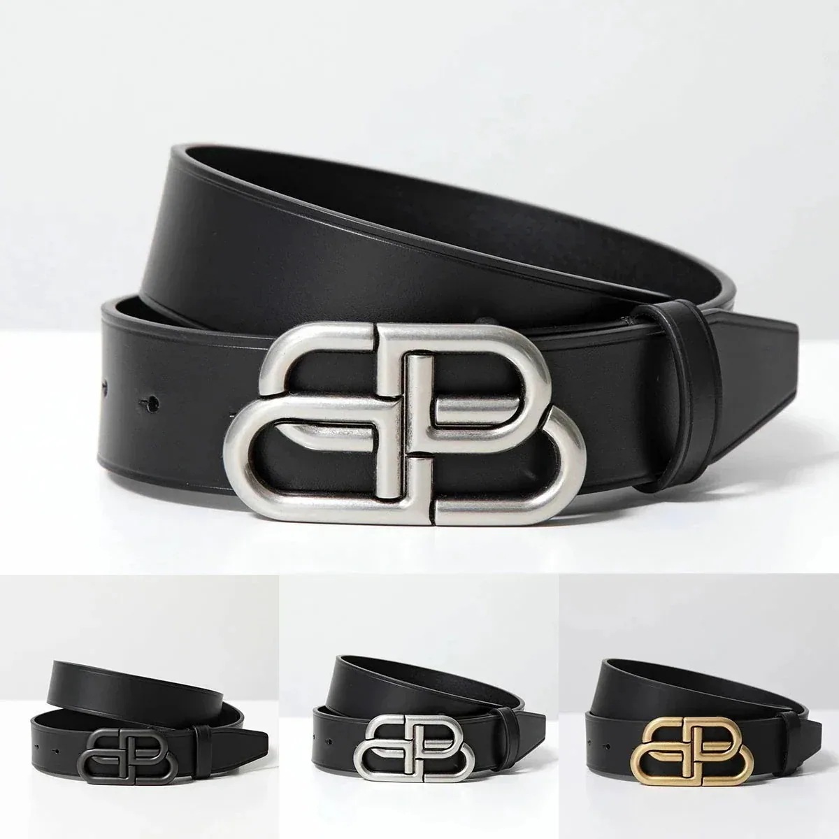 BALENCIAGA バレンシアガ ベルト BB LARGE BELT 35 ラージ 570370 1CH0B 1CH04 1000 レディース レザー ロゴメ