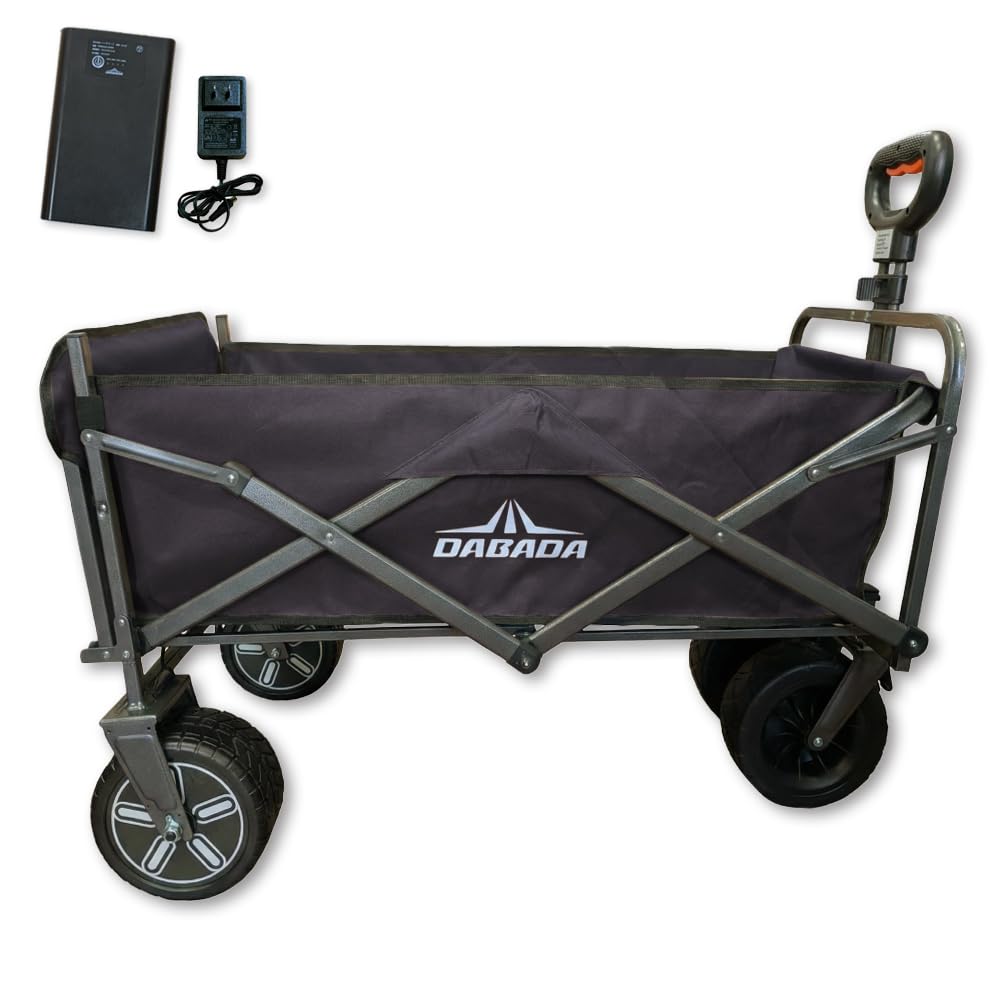 DABADA ダバダ 電動 アウトドアワゴン 大容量 150L 耐荷重60kg 充電式 折りたたみ キャリーワゴン ストッパー付き (ブラック)