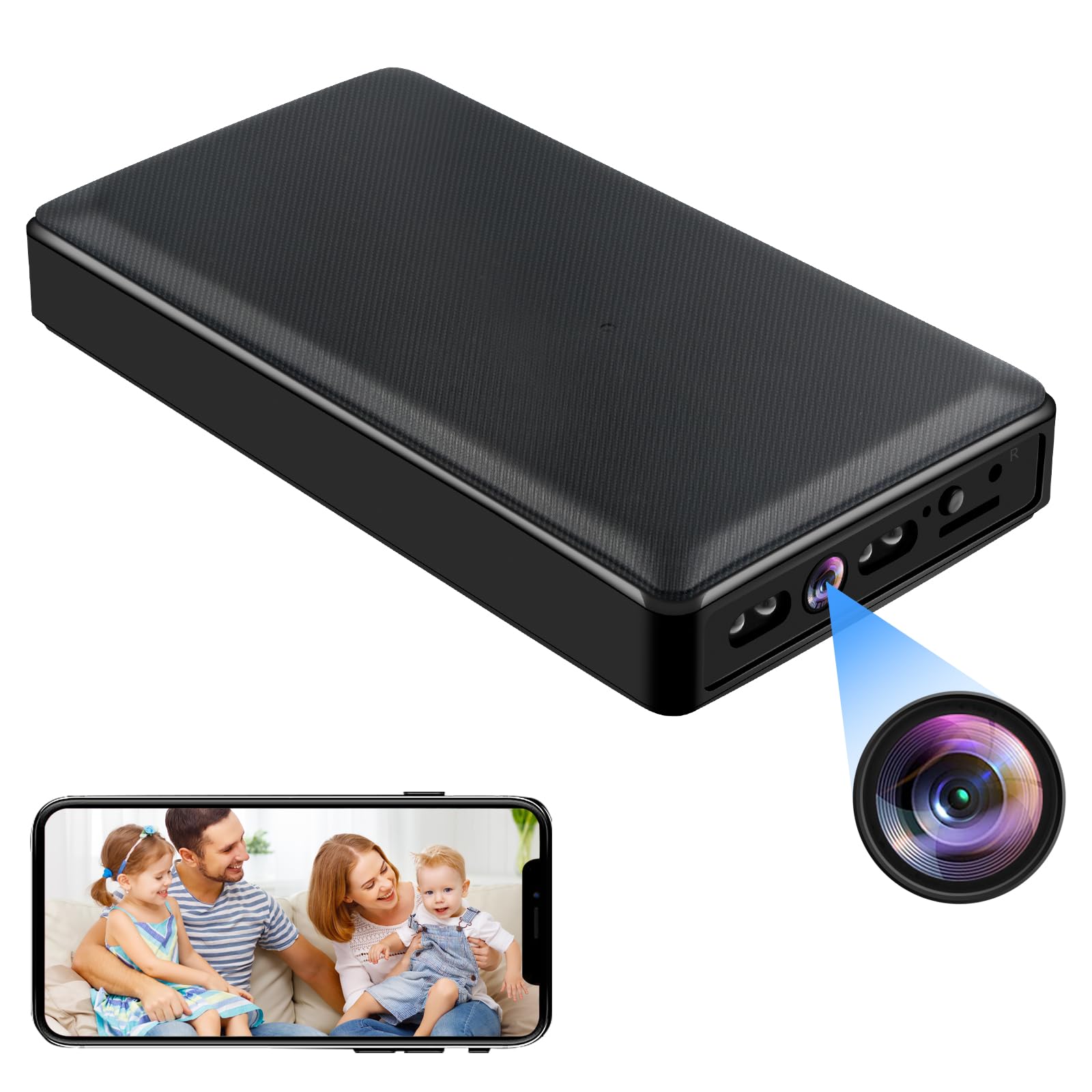 小型カメラ 隠しカメラ 23時間稼働 WiFiカメラ 256GB対応 モバイルバッテリー型カメラ スパイカメラ 暗視撮影 動体検知 1080P画質 リアルタイム遠隔監視 スパイカメラ i Phone/