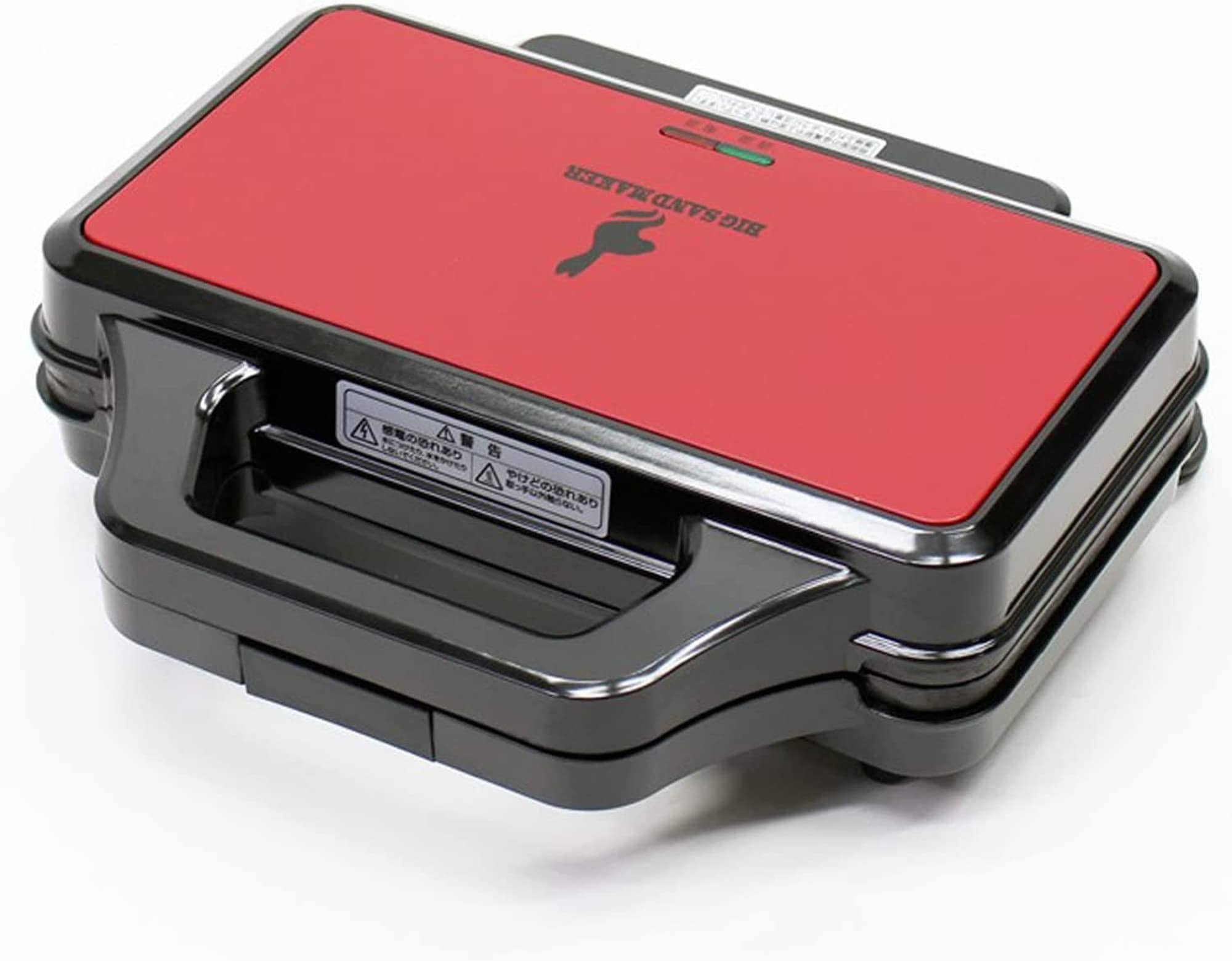 東京Deco 耳まで焼ける ビッグなホットサンドメーカー レッド [耳まで焼けるホットサンドメーカー] 一度に2個 フッ素コートプレート サンドイッチ マシン フェノール樹脂・アルミ i001