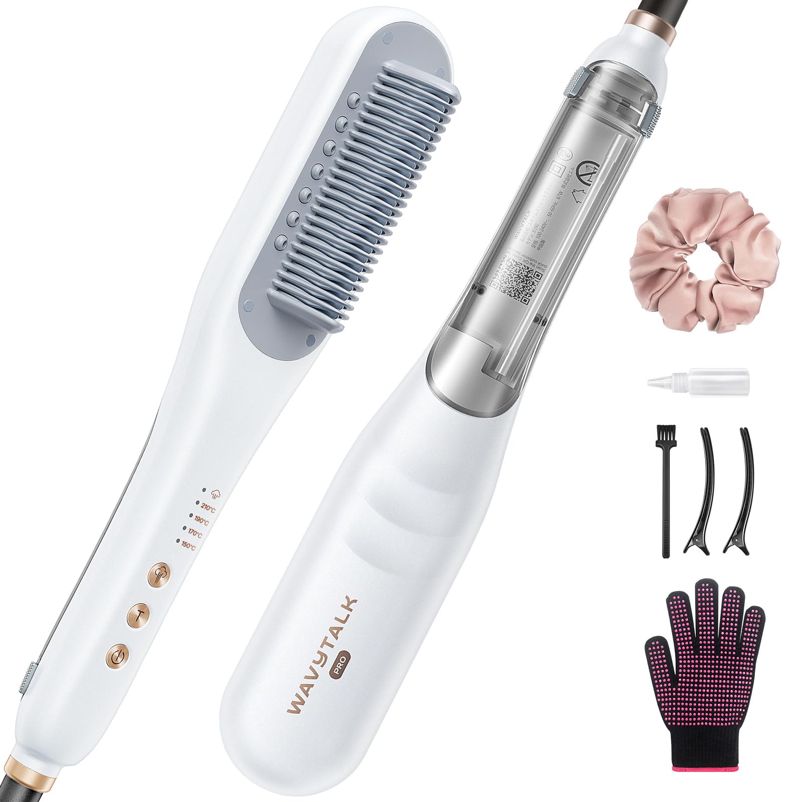 Wavytalk スチームストレートブラシスチームでダメージ軽減・髪を栄養しながらすばやくスタイリングヘアアイロン ストレート機能搭載の3in1ヘアケアブラシ【異なった髪の毛に適用】