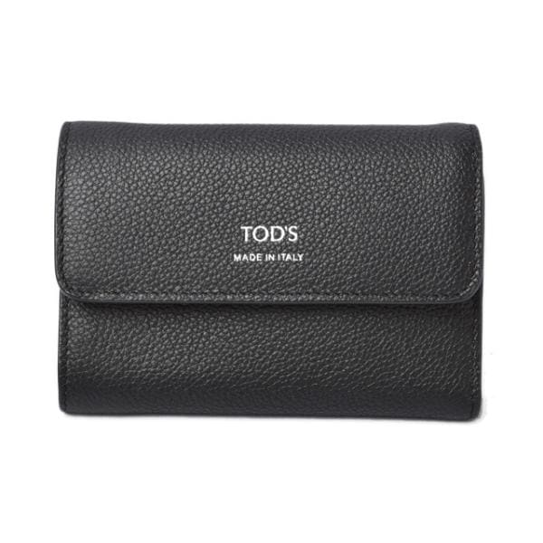 財布 三つ折り TOD S 折財布 レザーダブルTT ブラック/ピンク
