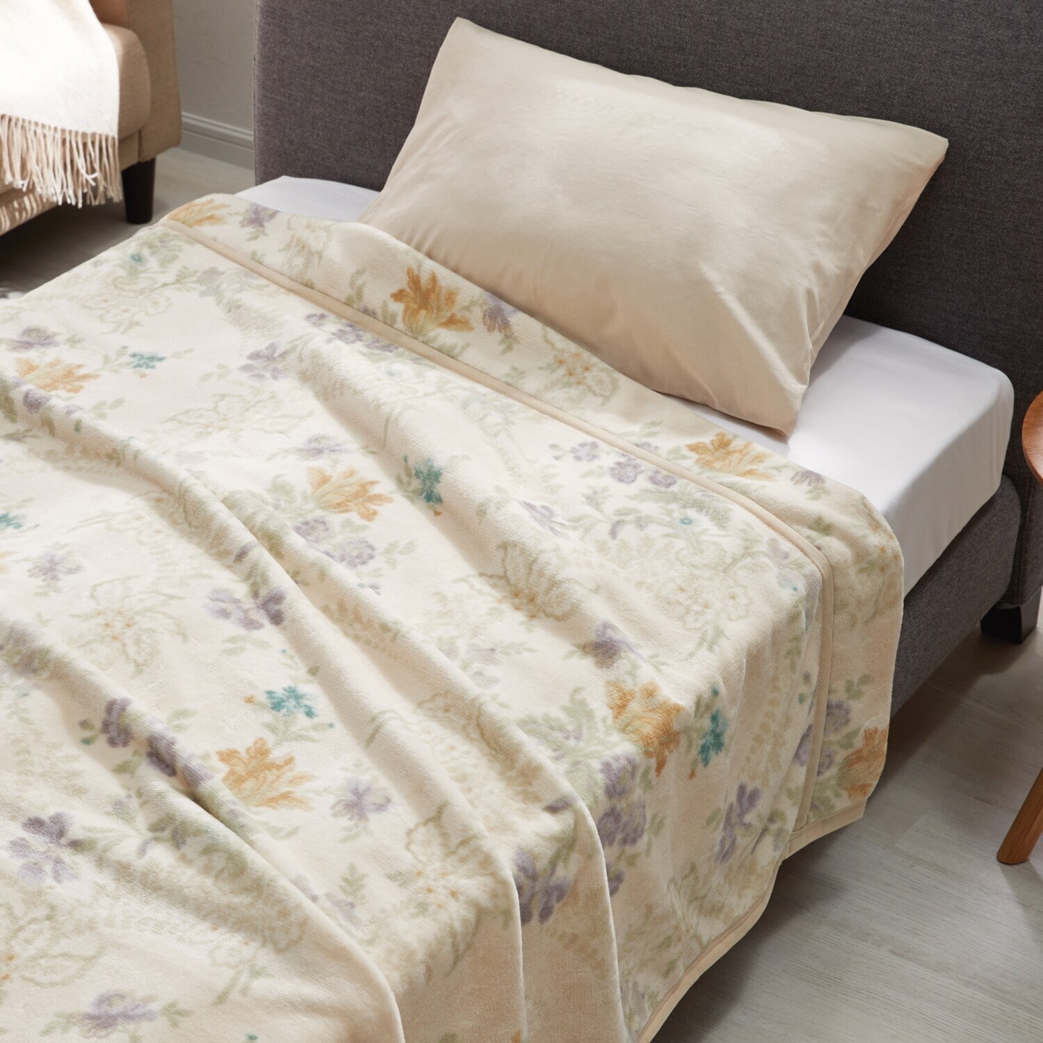 新品未使用 大津毛織 日本製 寝具コレクション マザーウォーム 吸湿発熱 コットン ブランケット ベージュ シングル