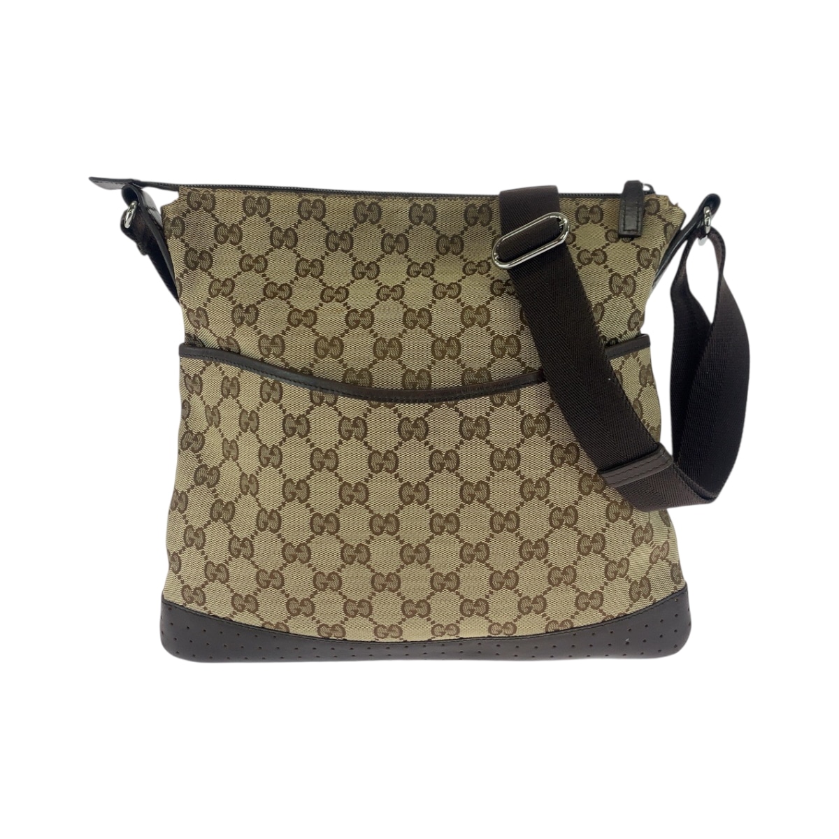 パンチング ベージュ ブラウン シルバー金具 GGキャンバス 145857 ショルダーバッグ サコッシュ レディース 503024