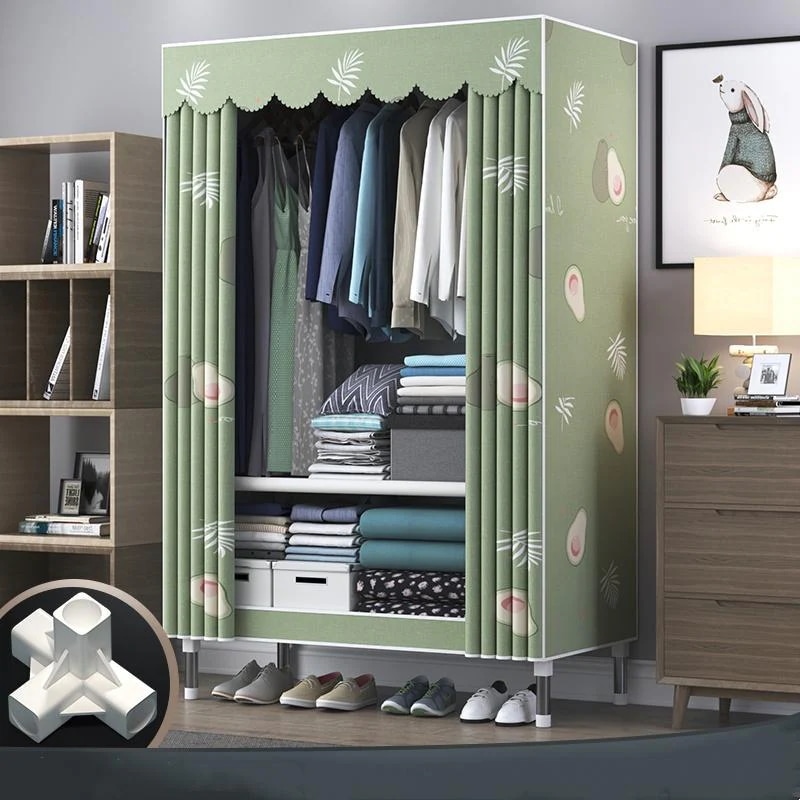 ワードローブ 大容量 服 収納 クローゼット ハンガーラック カバー付き 春夏秋冬 雑物 男女 色付きロッド 簡単組立式 耐久性 グレーカバ 5,419円