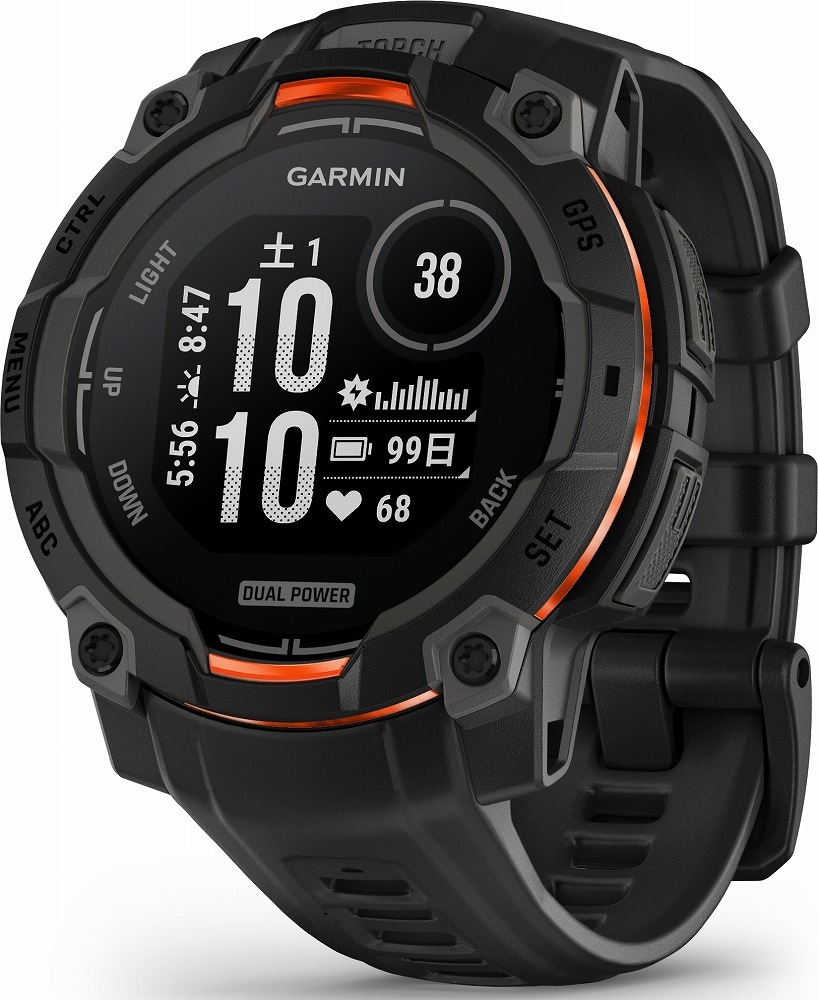 ガーミン Instinct 3 Dual Power 45mm Black【Suica対応】スマートウォッチ 010-02934-30