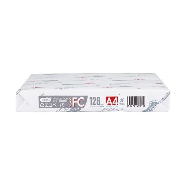 （まとめ） TANOSEE αエコペーパータイプFC B4 特厚口 128g 1冊（200枚） 5セット