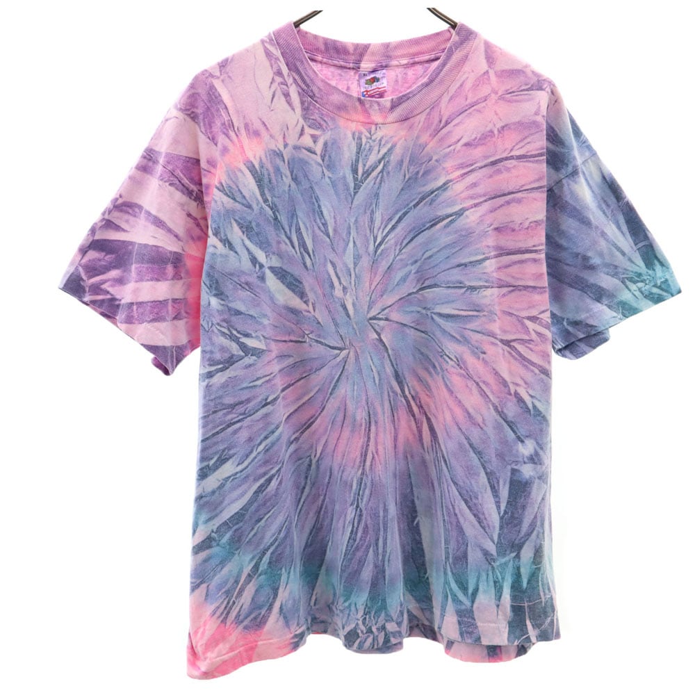 90s USA製 総柄 半袖 タイダイ Tシャツ XL パープル系 シングルステッチ オールド メンズ 4,855円