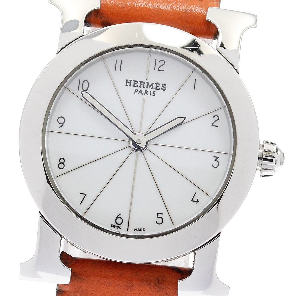 エルメス HERMES HR1.210 Hウォッチ ロンド クォーツ レディース 内箱・保証書付き_911554【中古】