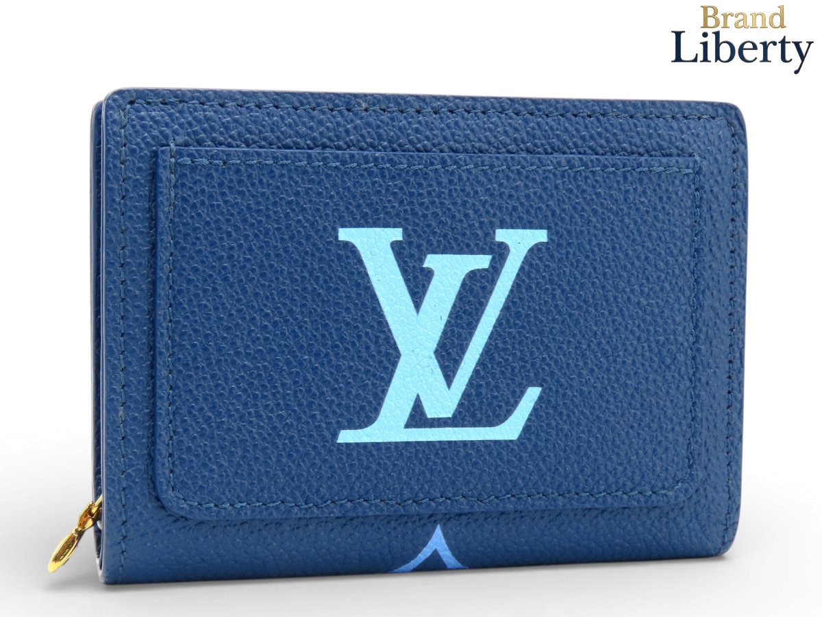 未使用ルイヴィトンLOUISVUITTONモノグラムアンプラントLVグラディエントポルトフォイユクレア二つ折り財布コンパクト財布ブルーホワイトレザーM82329