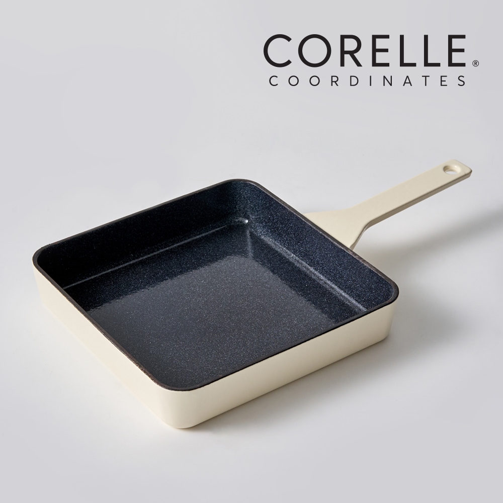 アシュリー鋳鉄ノンスティックスクエアフライパン (22cm) アイボリー