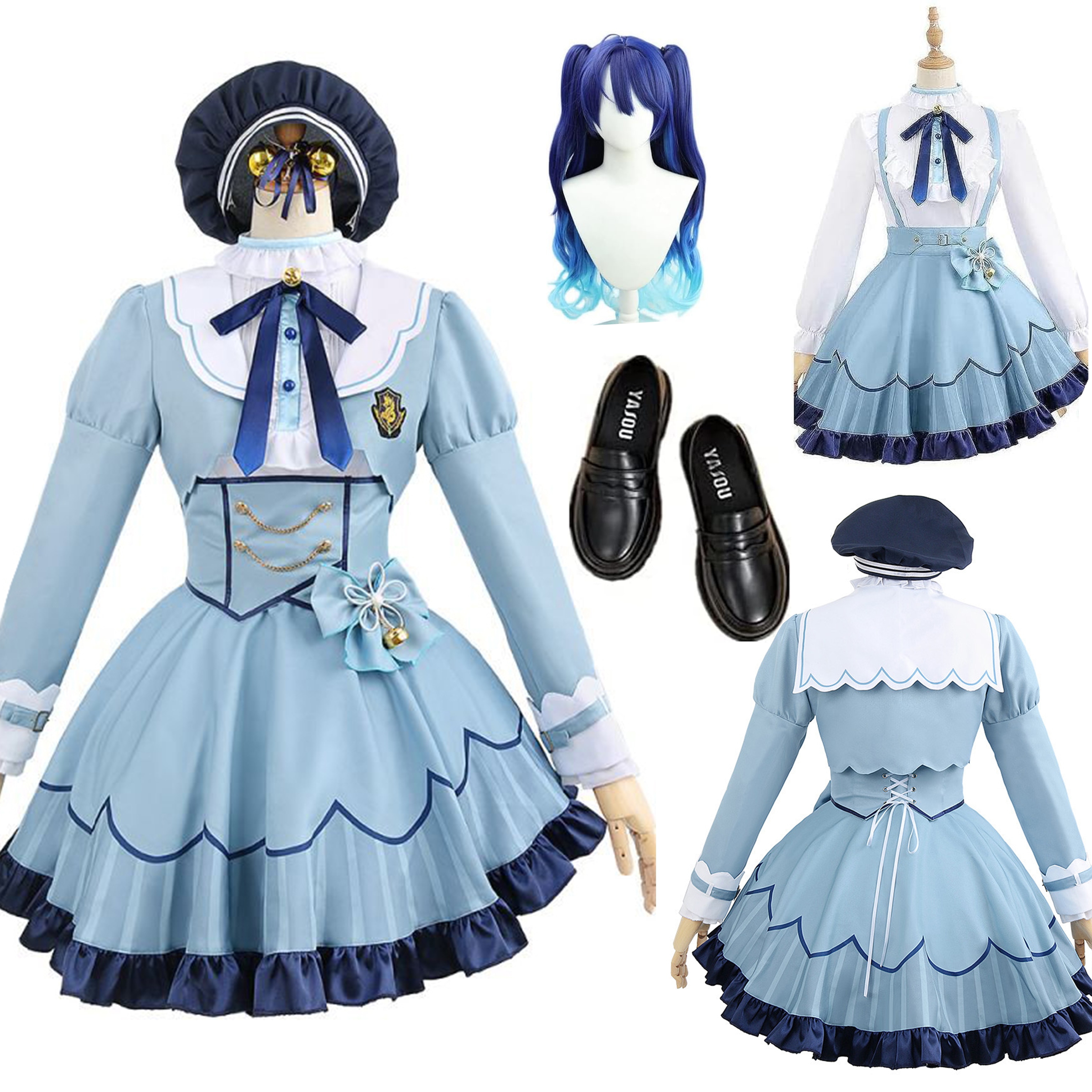 一部在庫あり にじさんじ 天宮こころ コスプレ衣装 あまみやこころ コスプレ 衣装 ハロウィン 水色 コスチューム 撮影 大人 学園祭 コスプレ衣装 ウィッグ 靴 追加可