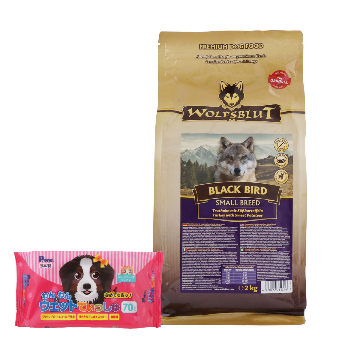 ウルフブラット スモールブリード ブラックバード （ターキーとスイートポテト）2kg【わんわんウエットてぃっしゅ1個付き】