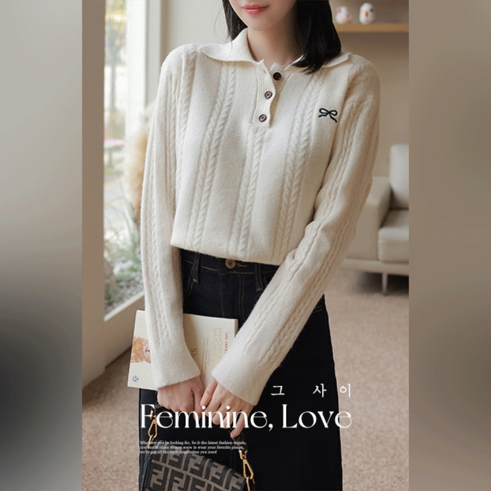 クリック＆ファニーネットカラーリボンニット