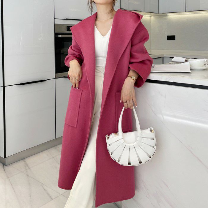 【 2021年 秋冬 3color ウール フード オープン ロング コート