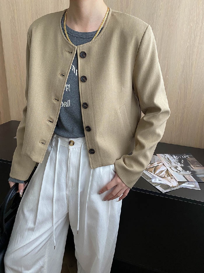 ジャケット ノーカラー レディース 春 秋 長袖 スーツジャケット ノーカラー フォーマル ジャケット カーディガン ノーカラー 春 秋 着痩せ 体型カバー シンプル カジュアル おしゃれ 上品 春