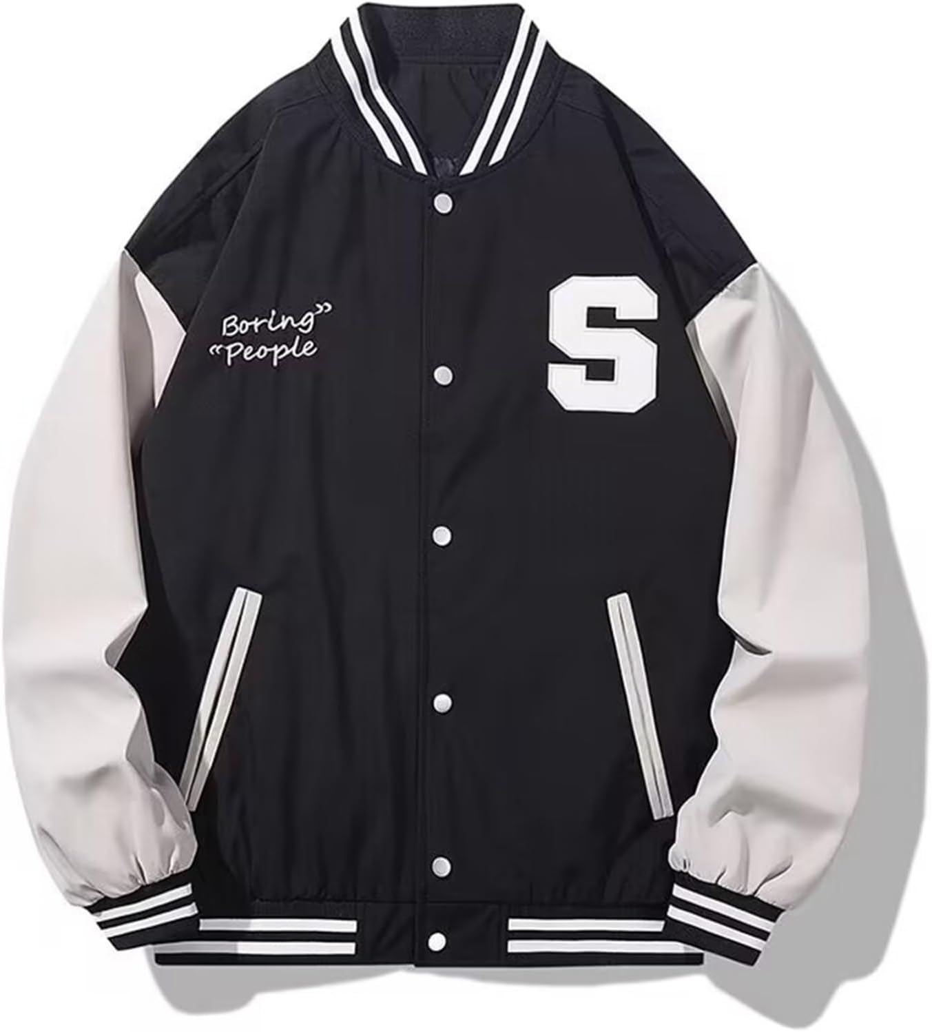 スタジアムジャンパー バイカラー 刺繍 スタジャン メンズ ジャケット カジュアル ストリート 原宿系 薄手 防風 アウター オシャレ 大きいサイズ 羽織り 釣り 登山 ウオーキング